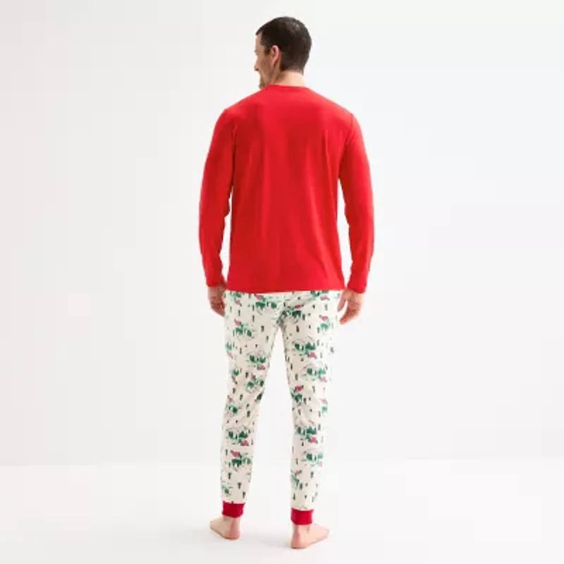 North Pole Trading Co. Polar Ski Club Mens Crew Neck Long Sleeve 2-pc. Matching Family Tall Pajama Sets