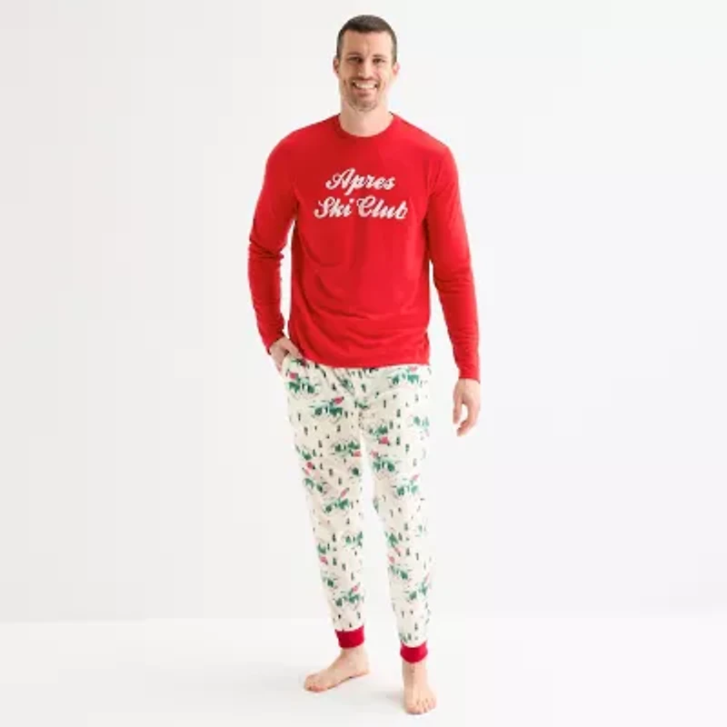 North Pole Trading Co. Polar Ski Club Mens Crew Neck Long Sleeve 2-pc. Matching Family Tall Pajama Sets