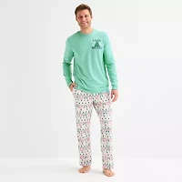 North Pole Trading Co. Very Merry Fairisle Mens Crew Neck Long Sleeve 2-pc. Matching Family Tall Pajama Sets