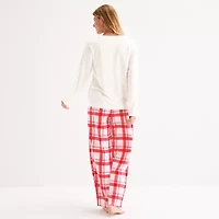 North Pole Trading Co. Happy Holidays Womens Crew Neck Long Sleeve 2-pc. Matching Family Tall Pajama Sets