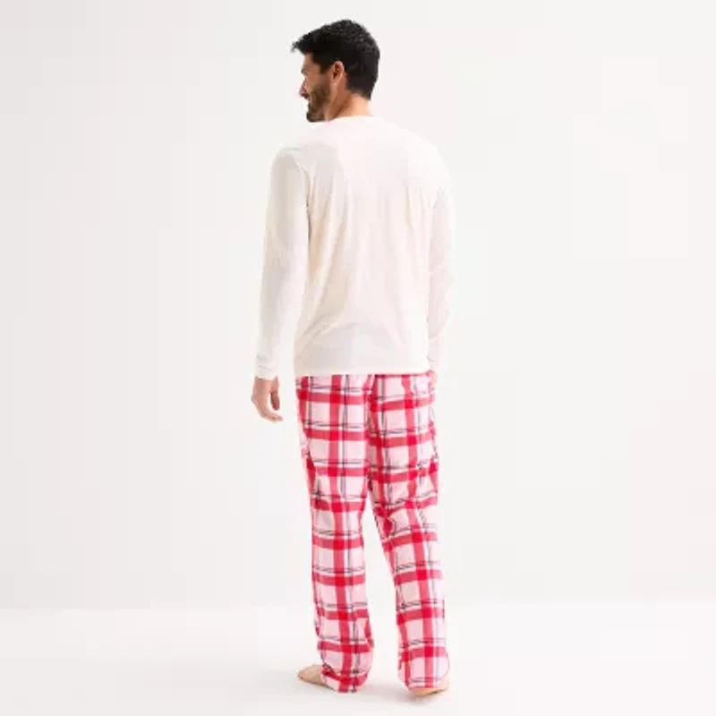 North Pole Trading Co. Happy Holidays Mens Crew Neck Long Sleeve 2-pc. Matching Family Tall Pajama Sets
