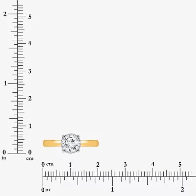 I / Si2) Womens CT. T.W. Lab Grown White Diamond 14K Gold Over Silver Round Solitaire Engagement Ring