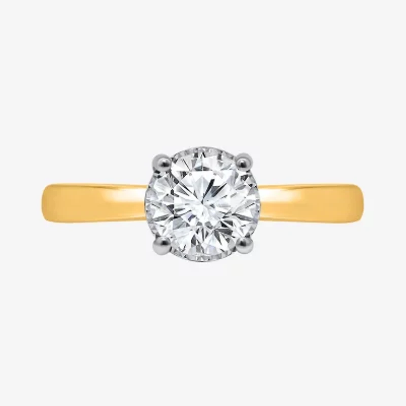 I / Si2) Womens CT. T.W. Lab Grown White Diamond 14K Gold Over Silver Round Solitaire Engagement Ring