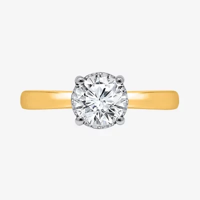I / Si2) Womens CT. T.W. Lab Grown White Diamond 14K Gold Over Silver Round Solitaire Engagement Ring
