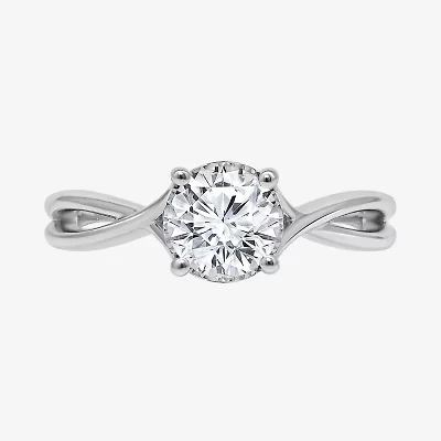 I / Si2) Womens CT. T.W. Lab Grown White Diamond Sterling Silver Round Solitaire Engagement Ring