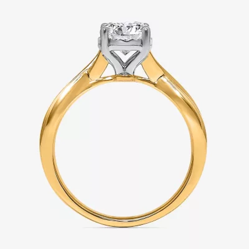 I / Si2) Womens CT. T.W. Lab Grown White Diamond 14K Gold Over Silver Round Solitaire Engagement Ring