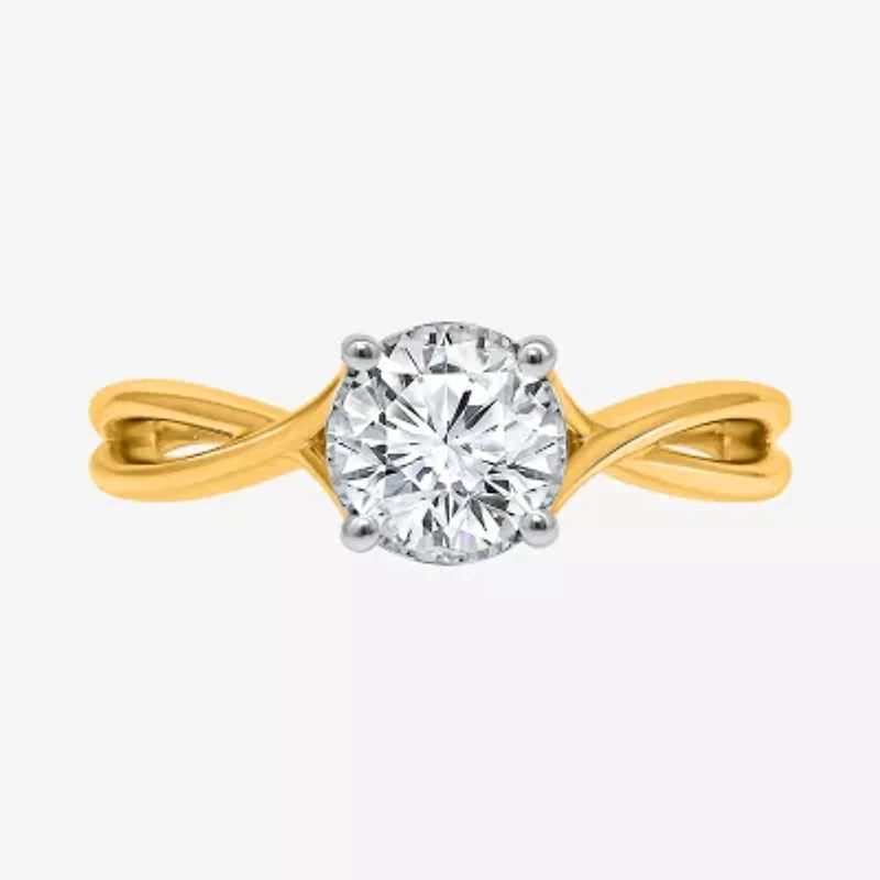 I / Si2) Womens CT. T.W. Lab Grown White Diamond 14K Gold Over Silver Round Solitaire Engagement Ring
