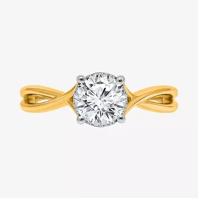 I / Si2) Womens CT. T.W. Lab Grown White Diamond 14K Gold Over Silver Round Solitaire Engagement Ring