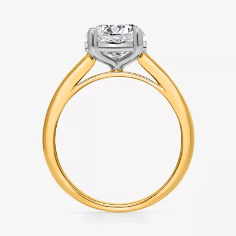 (I / Si2) Womens 2 CT. T.W. Lab Grown White Diamond 14K Gold Over Silver Round Solitaire Engagement Ring