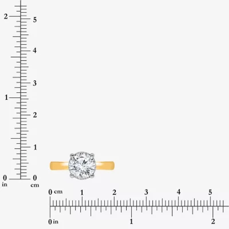 (I / Si2) Womens 2 CT. T.W. Lab Grown White Diamond 14K Gold Over Silver Round Solitaire Engagement Ring