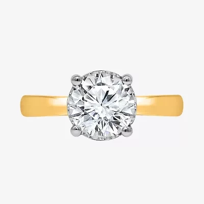 (I / Si2) Womens 2 CT. T.W. Lab Grown White Diamond 14K Gold Over Silver Round Solitaire Engagement Ring