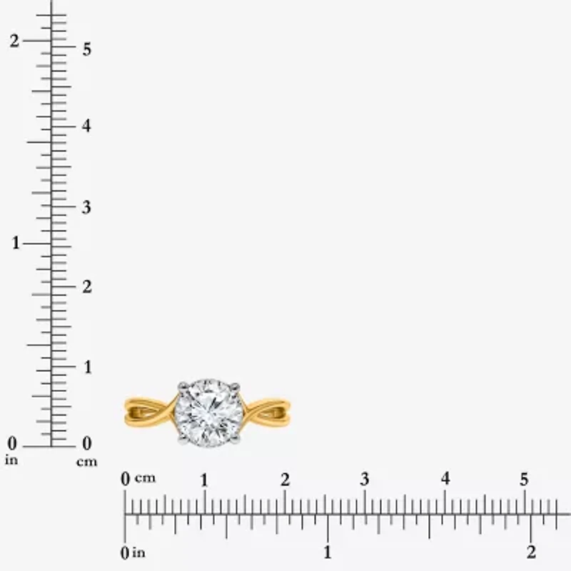 (I / Si2) Womens 2 CT. T.W. Lab Grown White Diamond Sterling Silver Round Solitaire Engagement Ring