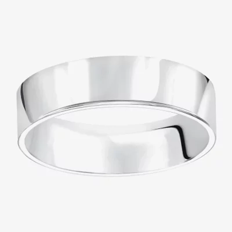 Mens 6MM 10K White Gold Wedding Band
