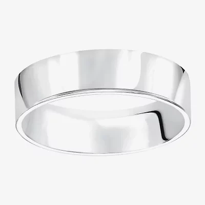 Mens 6MM 10K White Gold Wedding Band