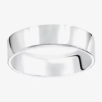 Mens 6MM 10K White Gold Wedding Band