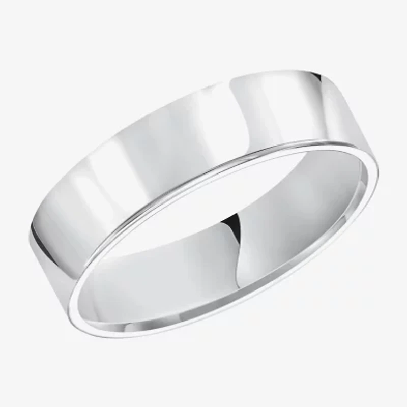 Mens 6MM 10K White Gold Wedding Band