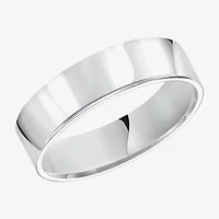 Mens 6MM 14K White Gold Wedding Band