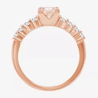Womens 2 3/4 CT. T.W. Genuine Pink Morganite 10K Rose Gold Round Cocktail Ring