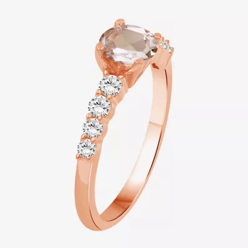Womens 2 3/4 CT. T.W. Genuine Pink Morganite 10K Rose Gold Round Cocktail Ring