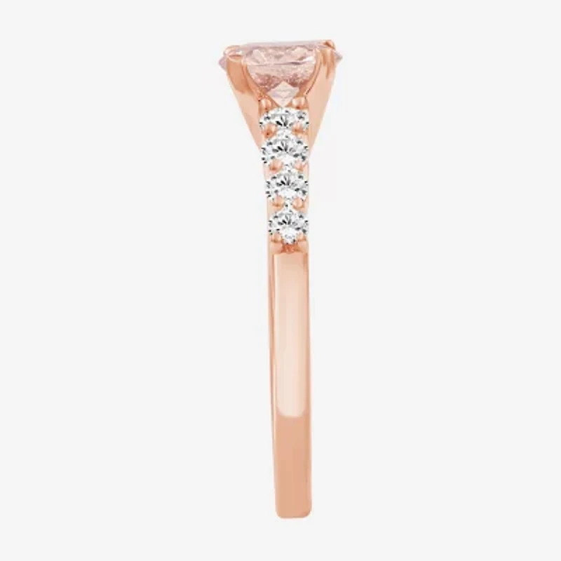 Womens 2 3/4 CT. T.W. Genuine Pink Morganite 10K Rose Gold Round Cocktail Ring