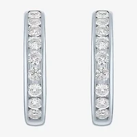Yes, Please! C-Hoop Womens Lab Created White Sapphire 14K Gold Over Silver 20mm Hoop Earrings