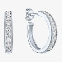 Yes, Please! C-Hoop Womens Lab Created White Sapphire 14K Gold Over Silver 20mm Hoop Earrings