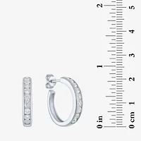Yes, Please! C-Hoop Womens Lab Created White Sapphire 14K Gold Over Silver 20mm Hoop Earrings