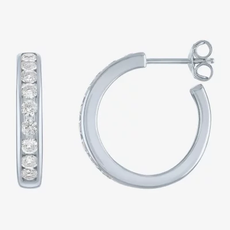 Yes, Please! C-Hoop Womens Lab Created White Sapphire 14K Gold Over Silver 20mm Hoop Earrings