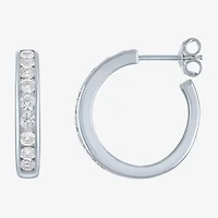 Yes, Please! C-Hoop Womens Lab Created White Sapphire 14K Gold Over Silver 20mm Hoop Earrings