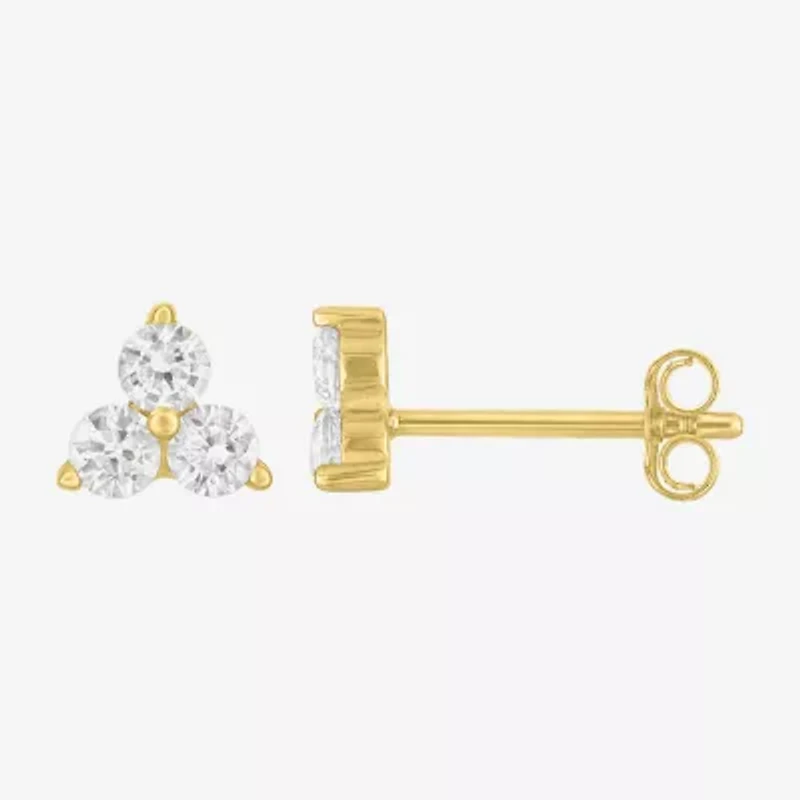 Yes, Please! Womens Lab Created White Sapphire 14K Gold Over Silver 2 Pair Jewelry Set