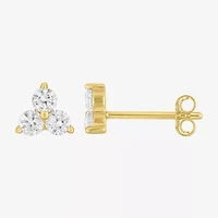 Yes, Please! Womens Lab Created White Sapphire 14K Gold Over Silver 2 Pair Jewelry Set