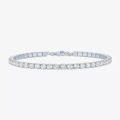 Yes, Please! Womens Lab Created White Sapphire Sterling Silver Tennis Bracelet