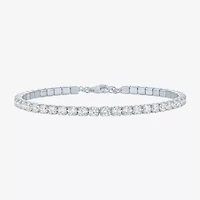 Yes, Please! Womens Lab Created White Sapphire Sterling Silver 18 Inch Tennis Bracelet