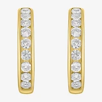 Yes, Please! C-Hoop Womens Lab Created White Sapphire 14K Gold Over Silver 20mm Hoop Earrings