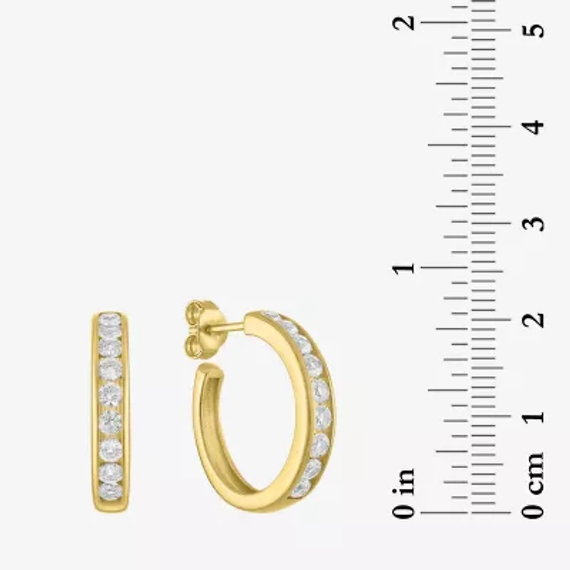 Yes, Please! C-Hoop Womens Lab Created White Sapphire 14K Gold Over Silver 20mm Hoop Earrings