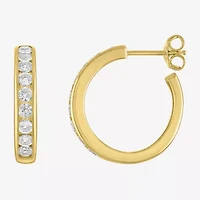 Yes, Please! C-Hoop Womens Lab Created White Sapphire 14K Gold Over Silver 20mm Hoop Earrings