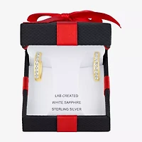 Yes, Please! C-Hoop Womens Lab Created White Sapphire 14K Gold Over Silver 20mm Hoop Earrings