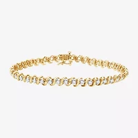G / Si1-Si2) Womens CT. T.W. Lab Grown White Diamond 14K Gold Over Silver 7.5 Inch Tennis Bracelet