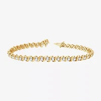 G / Si1-Si2) Womens CT. T.W. Lab Grown White Diamond 14K Gold Over Silver 7.5 Inch Tennis Bracelet