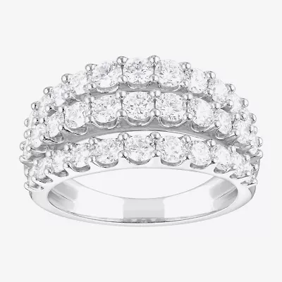 (F, Si2) Womens 2 CT. T.W. Lab Grown White Diamond Sterling Silver Band