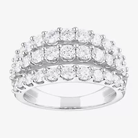 (F, Si2) Womens 2 CT. T.W. Lab Grown White Diamond Sterling Silver Band