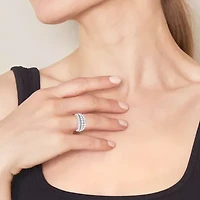 (F, Si2) Womens 2 CT. T.W. Lab Grown White Diamond Sterling Silver Band