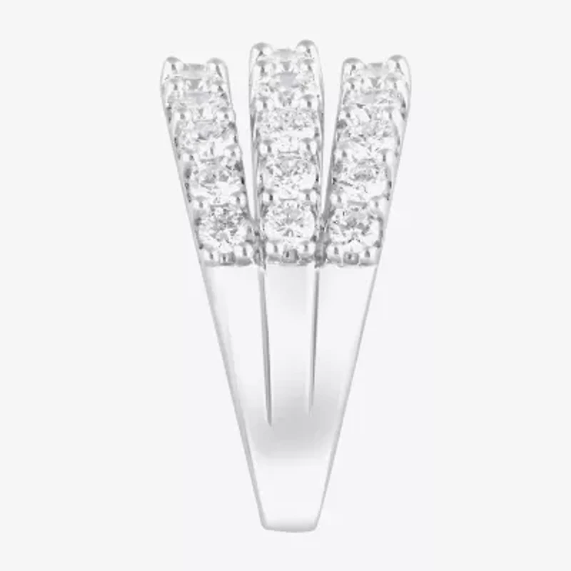 (F, Si2) Womens 2 CT. T.W. Lab Grown White Diamond Sterling Silver Band