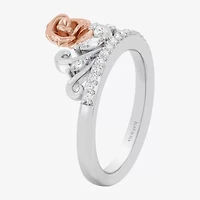 Enchanted Disney Fine Jewelry (I,I2), Belle Womens 1/3 CT. T.W. Lab Grown White Diamond 14K Gold Over Silver Sterling Crown Beauty and the Beast Princess Cocktail Ring
