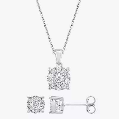 (F, Si2) Womens 1/2 CT. T.W. Lab Grown White Diamond Sterling Silver Round 2-pc. Jewelry Set