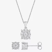 (F, Si2) Womens 1/2 CT. T.W. Lab Grown White Diamond Sterling Silver Round 2-pc. Jewelry Set