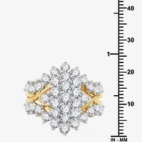 G/ Si1-Si2 Womens 3 CT. T.W. Lab Grown White Diamond 14K Gold Over Silver Cluster Cocktail Ring