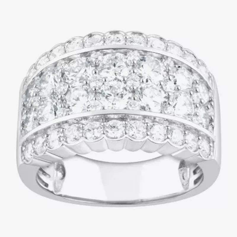 (F/Si2) Womens 3 CT. T.W. Lab Grown White Diamond Sterling Silver Cocktail Ring