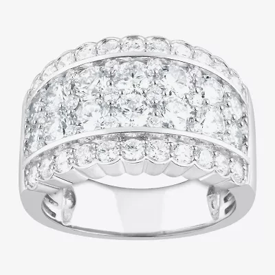 (F/Si2) Womens 3 CT. T.W. Lab Grown White Diamond Sterling Silver Cocktail Ring