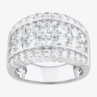 (F/Si2) Womens 3 CT. T.W. Lab Grown White Diamond Sterling Silver Cocktail Ring